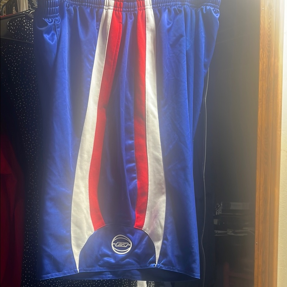 Men's Blue and Red Athletic Shorts